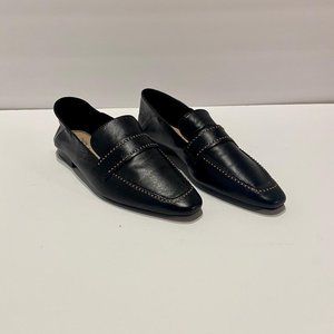 Zara -  Black Leather (Soft)  Loafer with gold studs - NEW!!